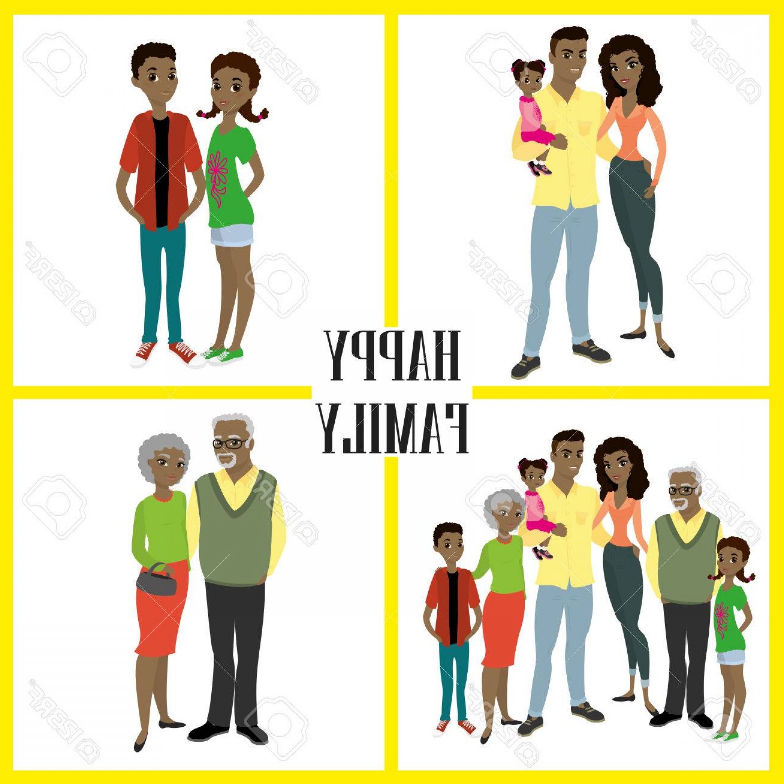 Photostock Vector Happy African American Family Parents Their Son 1560x1560 Photostock Vector Happy African American Family Parents Their Son