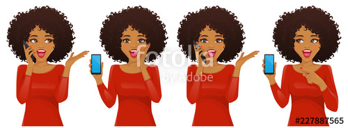 500x184 Surprised African American Woman With Phone And Afro Hairstyle