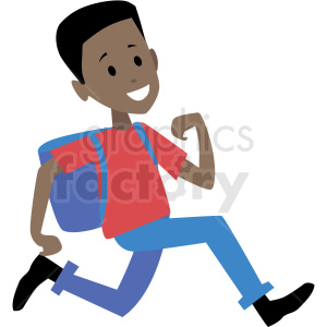 African American Kid Running Late For School Vector Clipart 300x300 African American Kid Running Late For School Vector Clipart