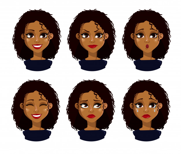 Face Expressions Of African American Woman With Dark Hair Vector 626x531 Face Expressions Of African American Woman With Dark Hair Vector