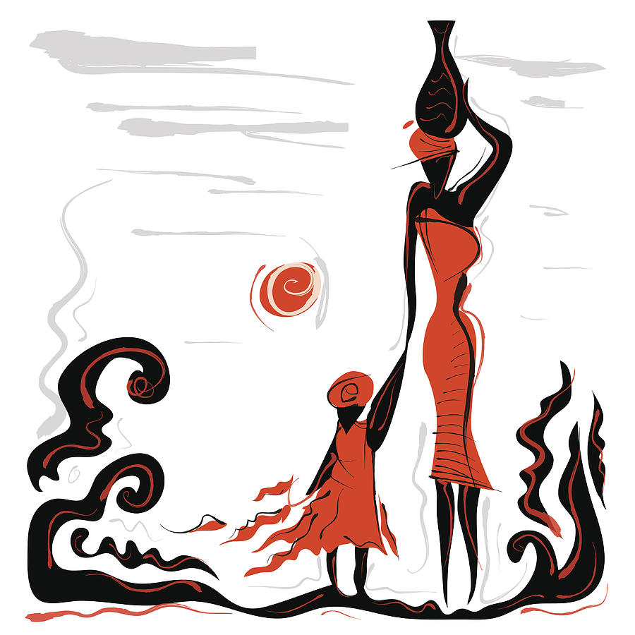 Abstract African Art, Mother And Child 900x900 Abstract African Art, Mother And Child