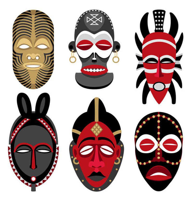 794x836 African Masks Vector Cartoon Illustration Mask African Etsy