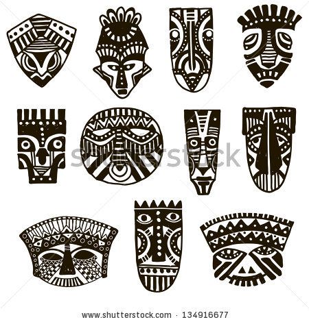 450x470 Hand Drawn Illustration Ornamental Element African Mask