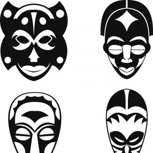 300x300 Set Of African Ethnic Tribal Masks Vector Hoodamathrun