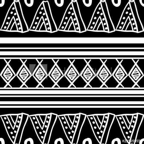 African Pattern Vector With Hand Drawn Tribal Geometric Black 500x500 African Pattern Vector With Hand Drawn Tribal Geometric Black