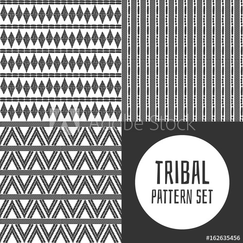 500x500 Set Of Tribal Pattern Vector Seamless Monochrome African Print