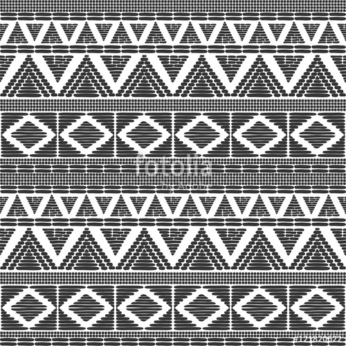 500x500 Tribal Pattern Vector In Black White Colors Print With African