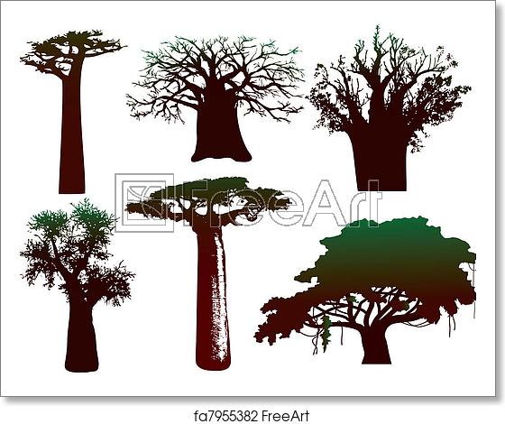 560x470 Free Art Print Of Various Trees Of Africa