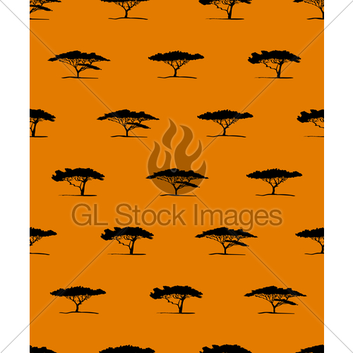 500x500 Vector Seamless Pattern Of Acacia Tree Silhouette Africa Gl