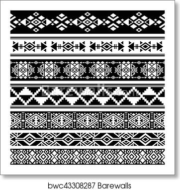 362x382 African And Mexican Aztec American Tribal Vector Borders, Frame