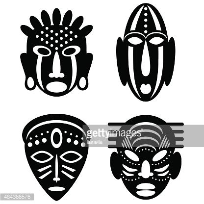 416x416 African Masks Isolated On White Vector Icons For Tribal Designs