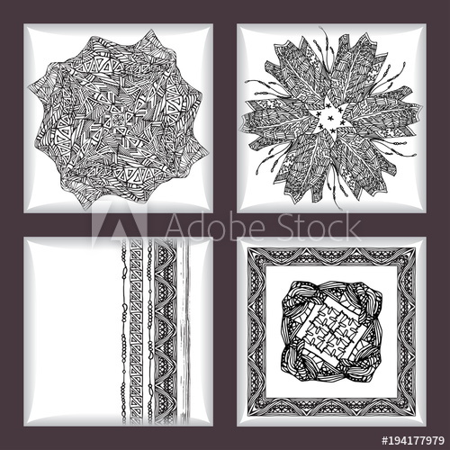 500x500 Set Of Pillows With Ethnic Pattern Vector Illustration African