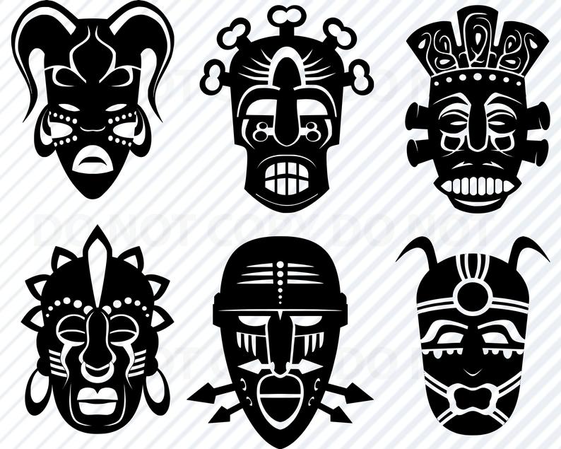 794x635 African Tribal Masks Bundle Tribal Vector Images Etsy