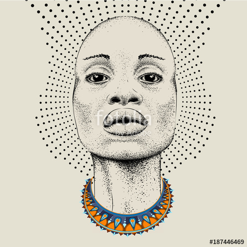 500x500 African Woman With African In Beads, Tribal Background Beautiful