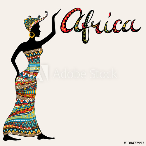African Woman Silhouette And Africa Doodle Style Lettering 500x500 African Woman Silhouette And Africa Doodle Style Lettering