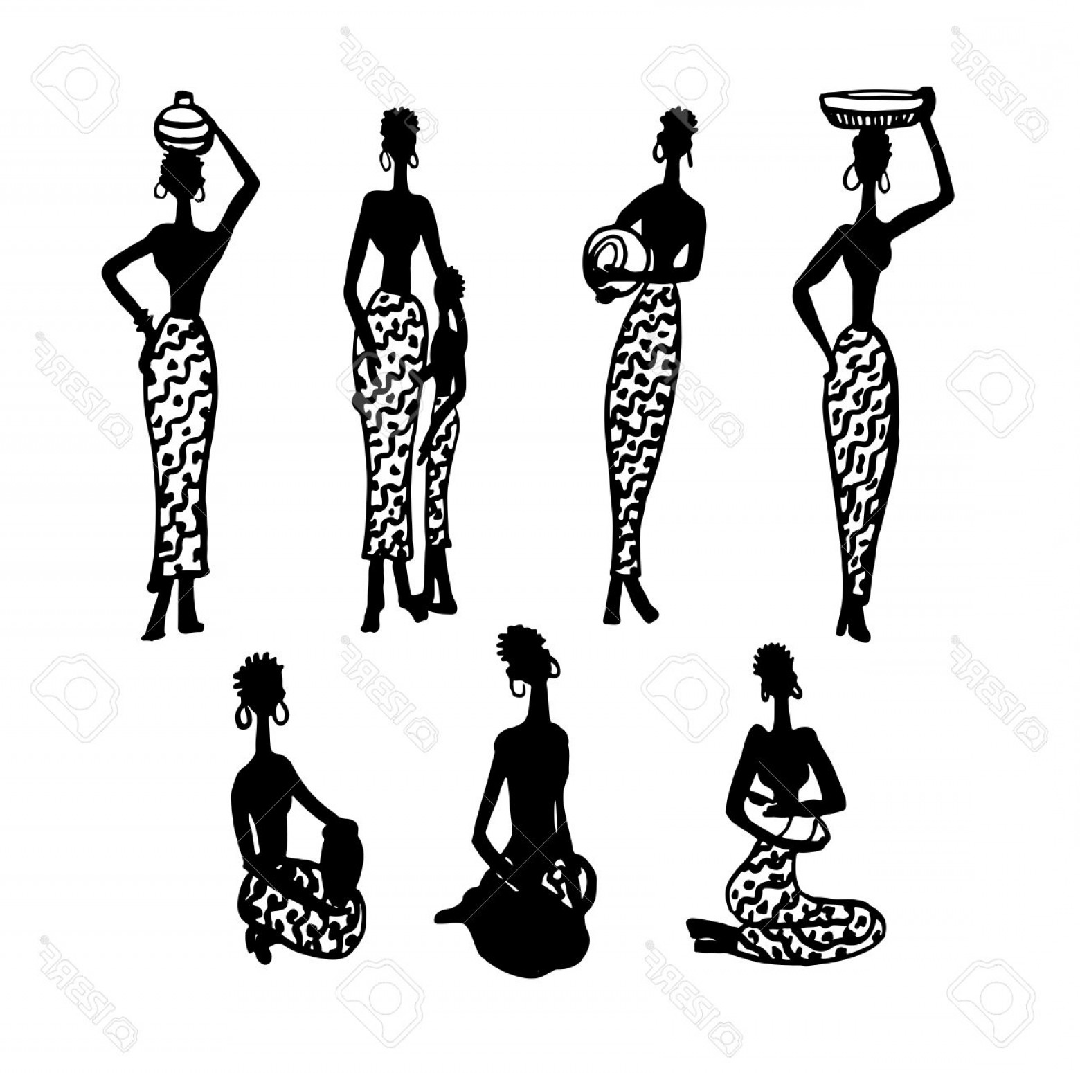 African Woman Silhouette Vector at Vectorified.com | Collection of ...