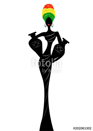 Silhouette Of A Beautiful African Woman With A Turban And Amphorae 357x500 Silhouette Of A Beautiful African Woman With A Turban And Amphorae