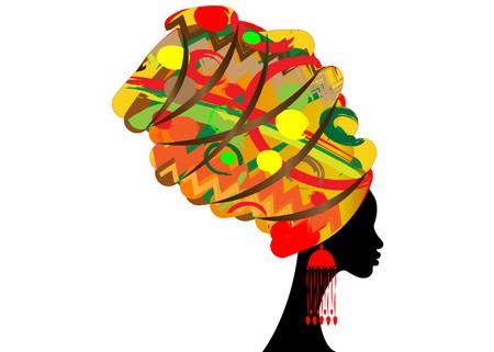 Portrait Beautiful African Woman In Traditional Turban, Kente Head 450x321 Portrait Beautiful African Woman In Traditional Turban, Kente Head