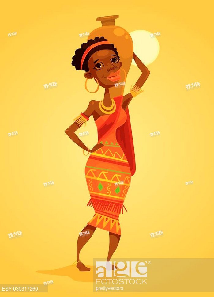 699x969 African Black Woman Native African Woman Vector Flat Cartoon