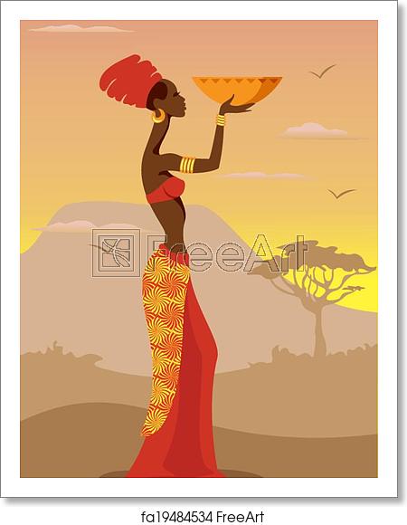 450x580 Free Art Print Of African Woman Vector Illustration Of African