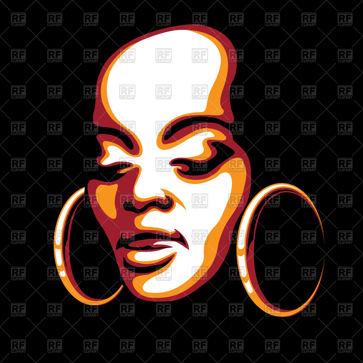 1200x1200 Portrait Of Young African Woman With Earrings Vector Image