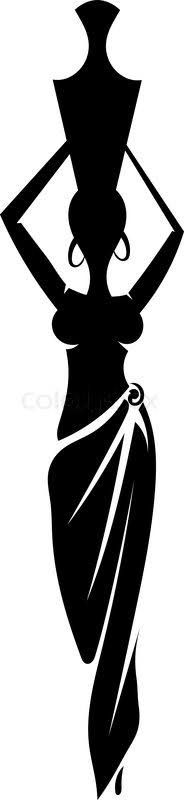 184x800 African Woman Silhouette Vector Free