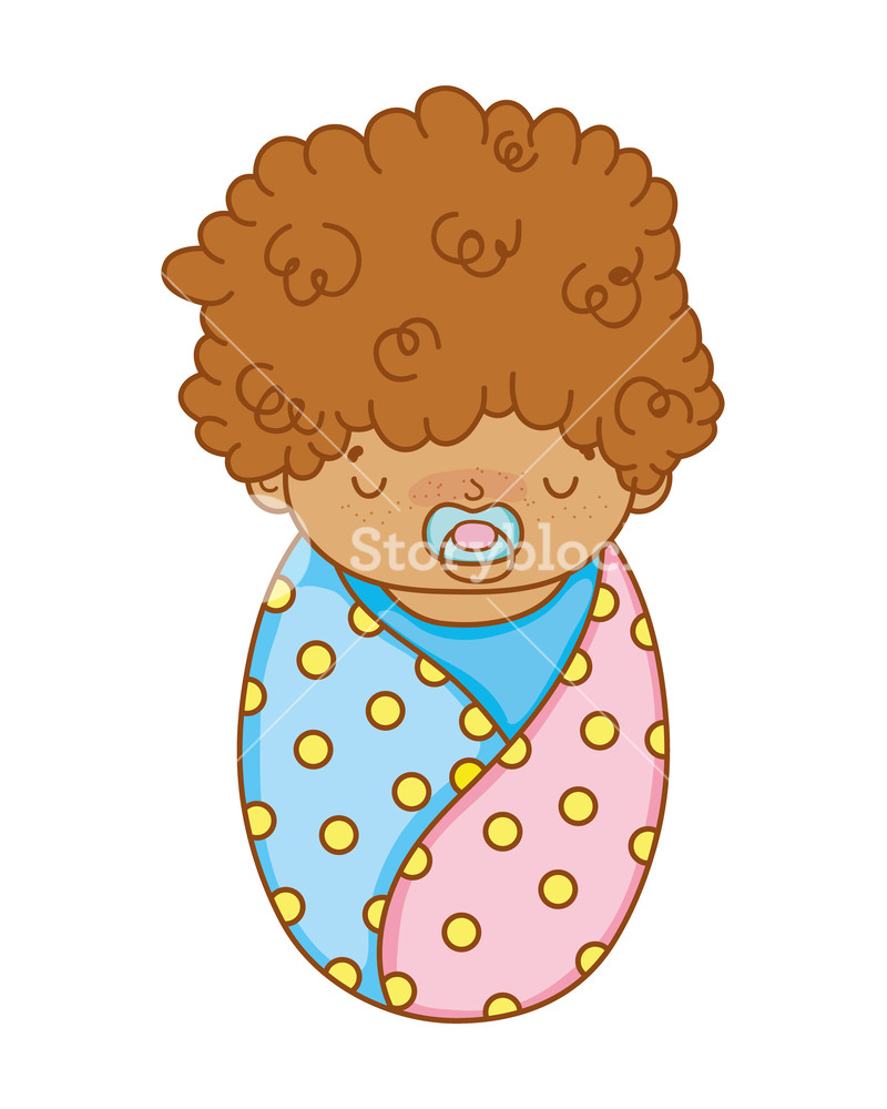 800x1000 Cute Baby Afro Girl In Blanket Cartoon Vector Illustration Graphic