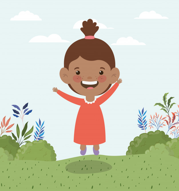 626x670 Happy Little Afro Girl In The Field Landscape Vector Free Download