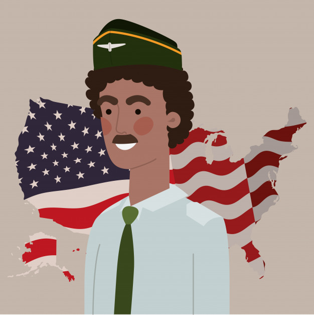 626x627 Military Afro Man With Usa Map And Flag Vector Premium Download
