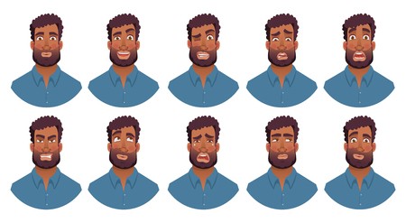 450x247 Portrait Of Afro Man Vector Illustration Set Royalty Free Vector