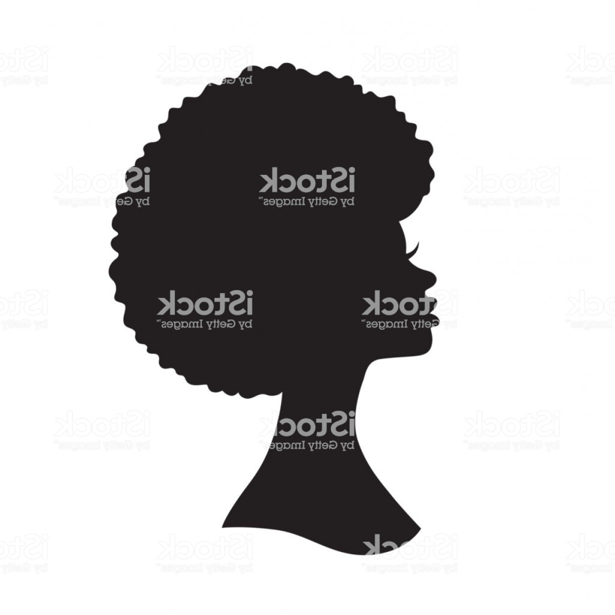 1228x1228 Black Woman With Afro Hair Silhouette Vector Illustration Gm