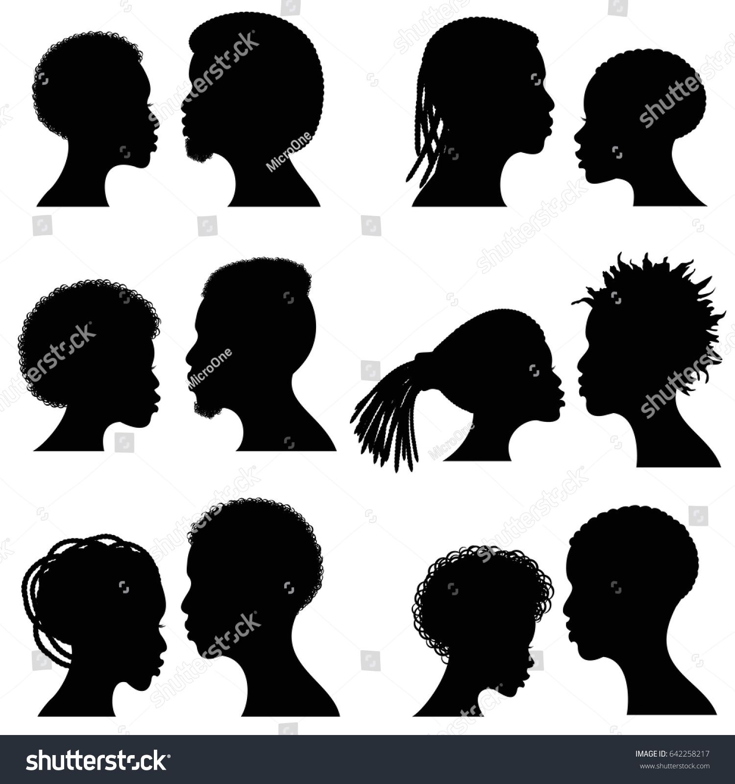 1500x1600 African Female And Male Face Vector Silhouettes Afro American