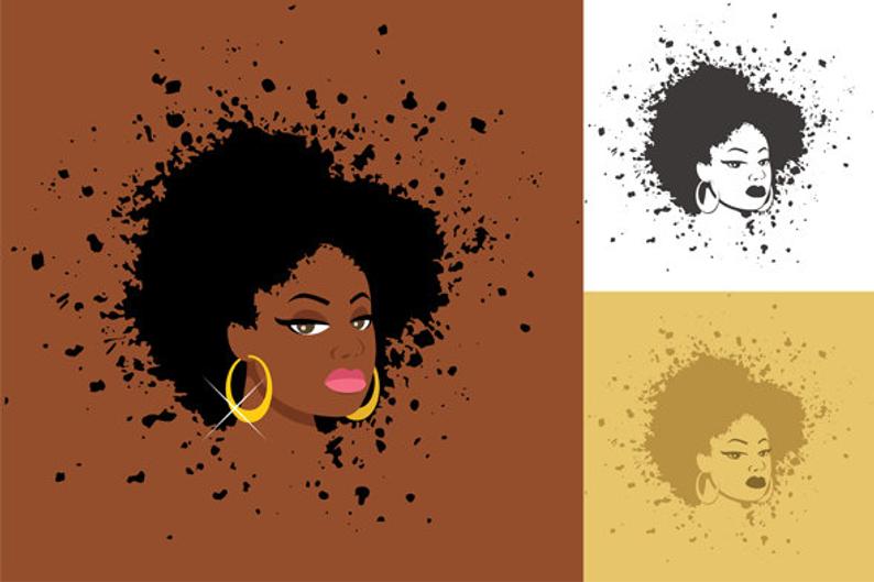 794x529 Afro Vector Cartoon Illustration Hairstyle Hair Style Etsy