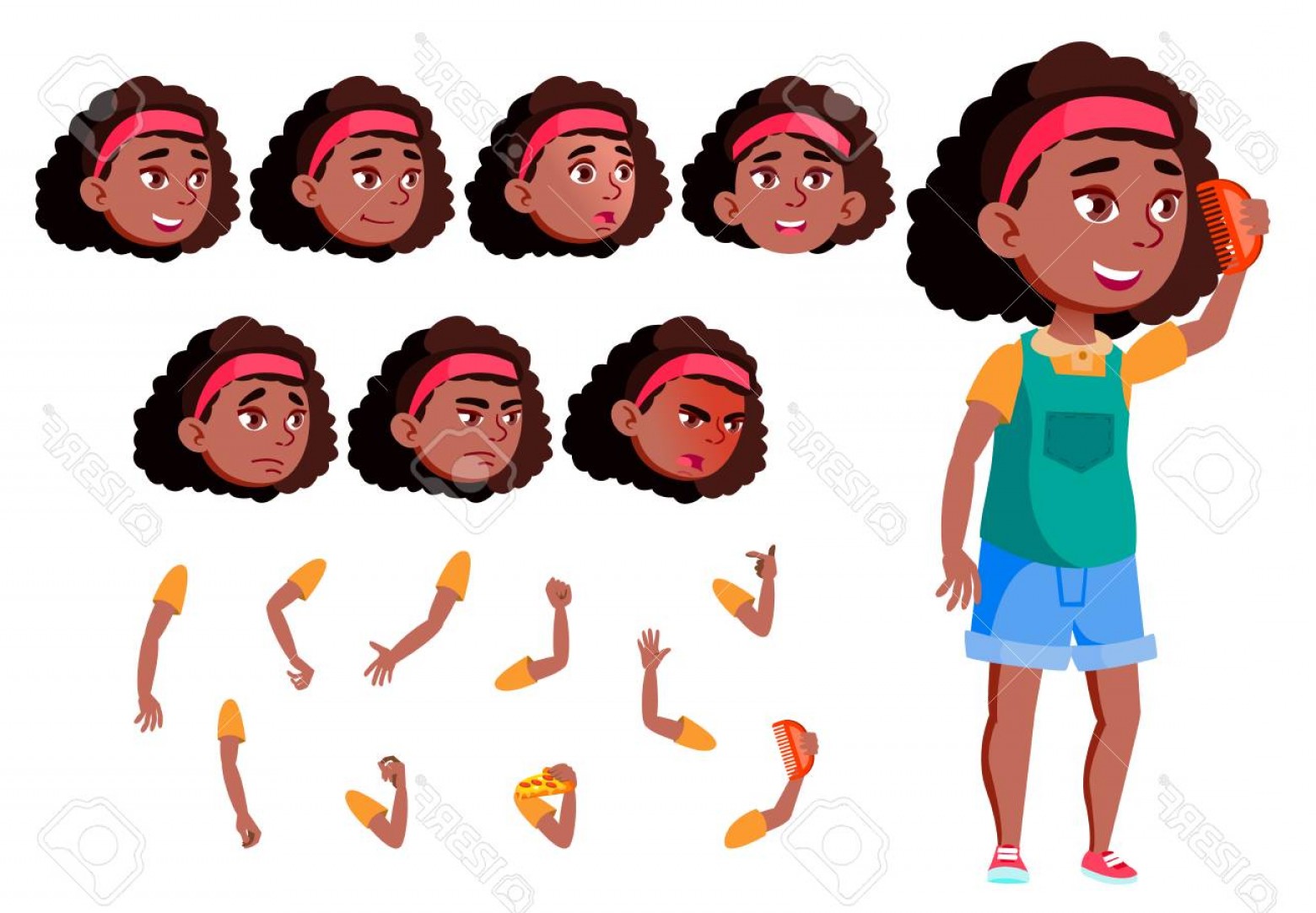 1560x1082 Photostock Vector Teen Girl Vector Black Afro American Teenager