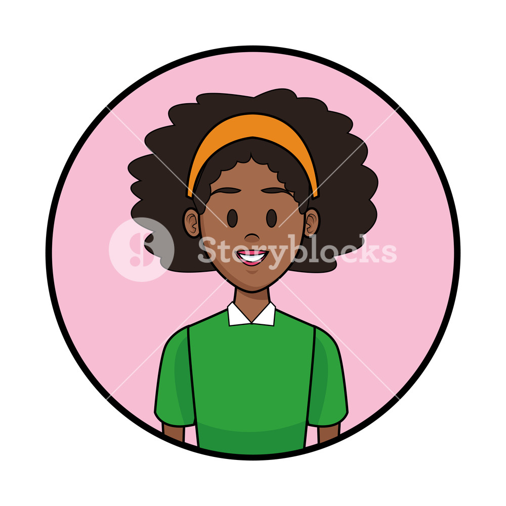 1000x1000 Woman Afro Profile Cartoon Round Icon Vector Illustration Graphic