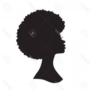 300x300 Woman Afro Face Cartoon In Black And White Vector Illustration