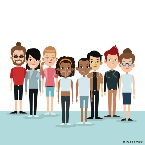 500x500 Cartoon Differents Group People Community Culture Age Vector