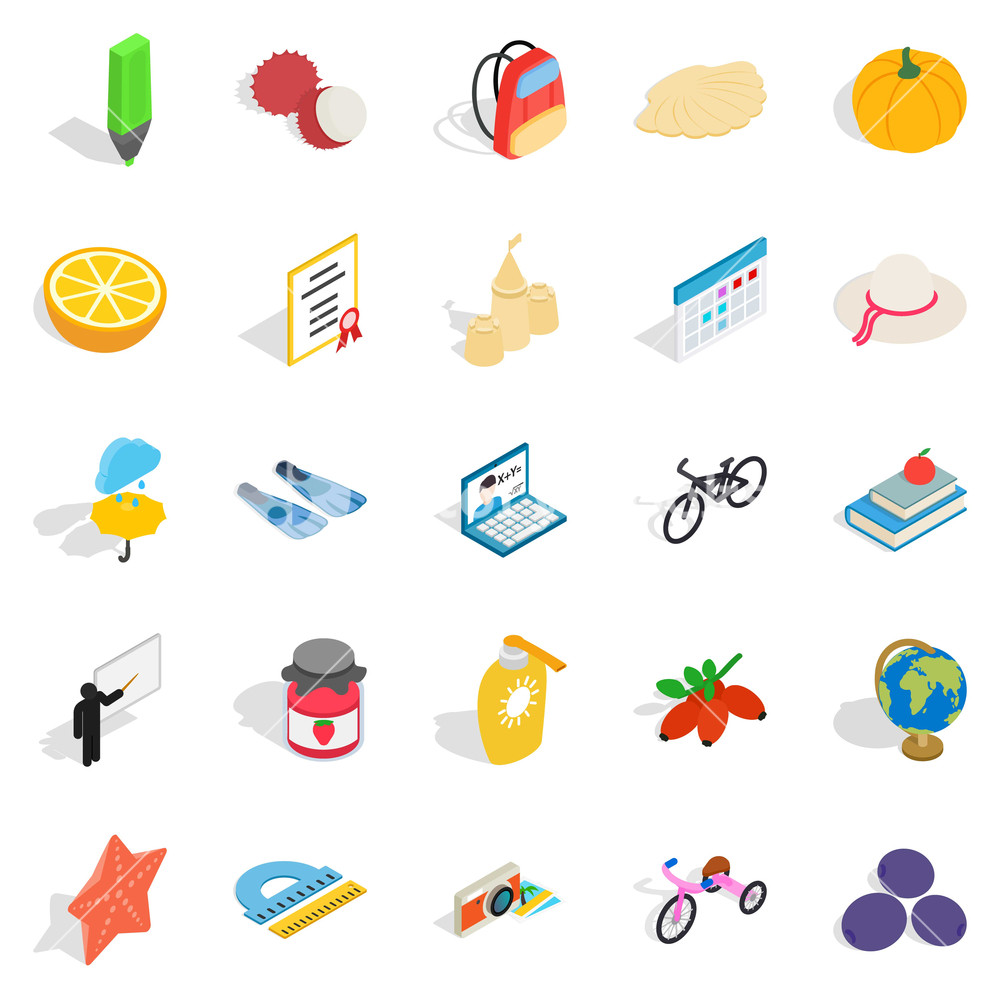 1000x1000 Children Age Icons Set Isometric Set Of Children Age Vector