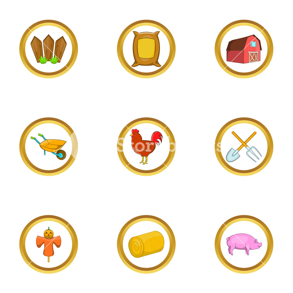 1000x1000 Agriculture Icon Set Cartoon Set Of Agriculture Vector Icons