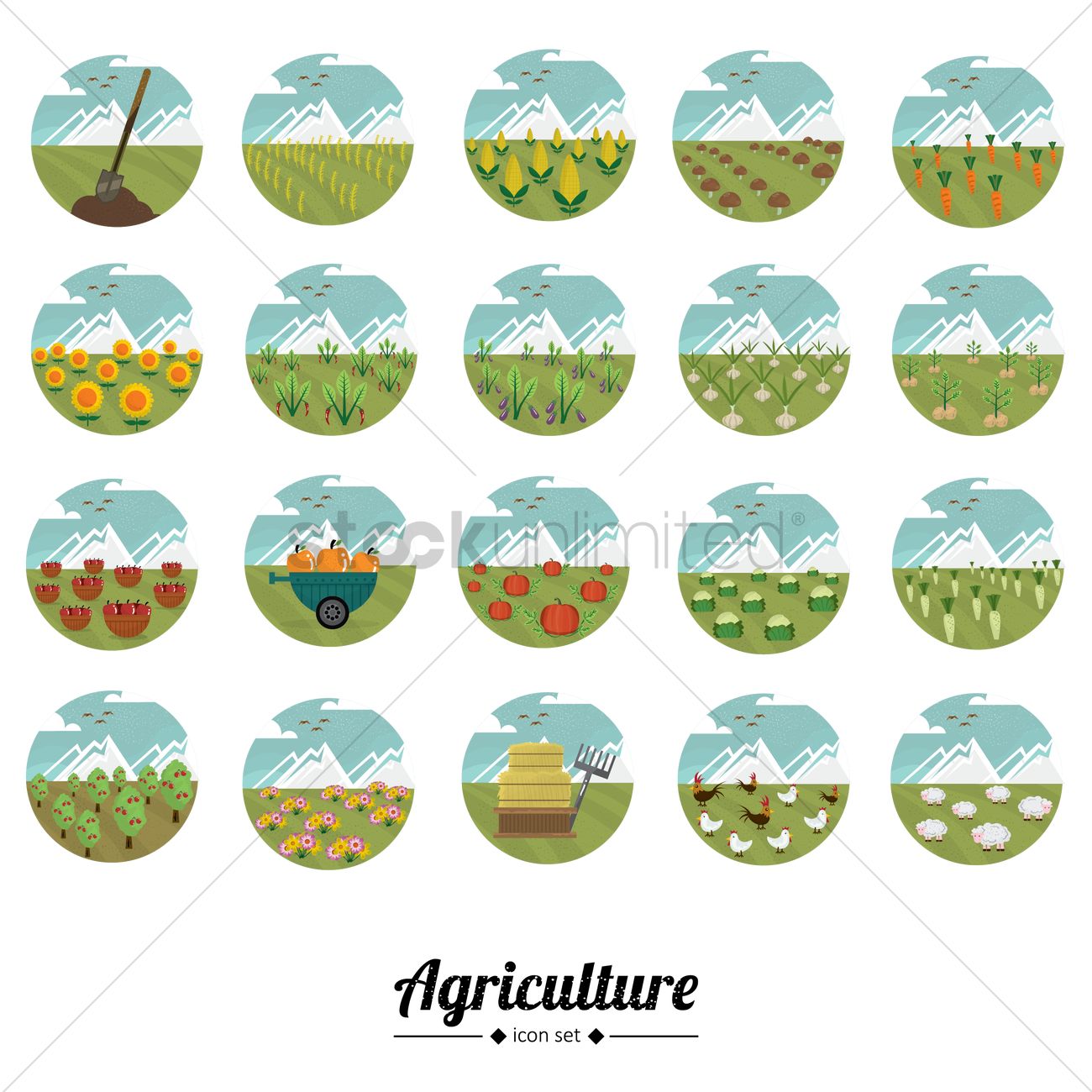 1300x1300 A Collection Of Agriculture Icons Vector Image