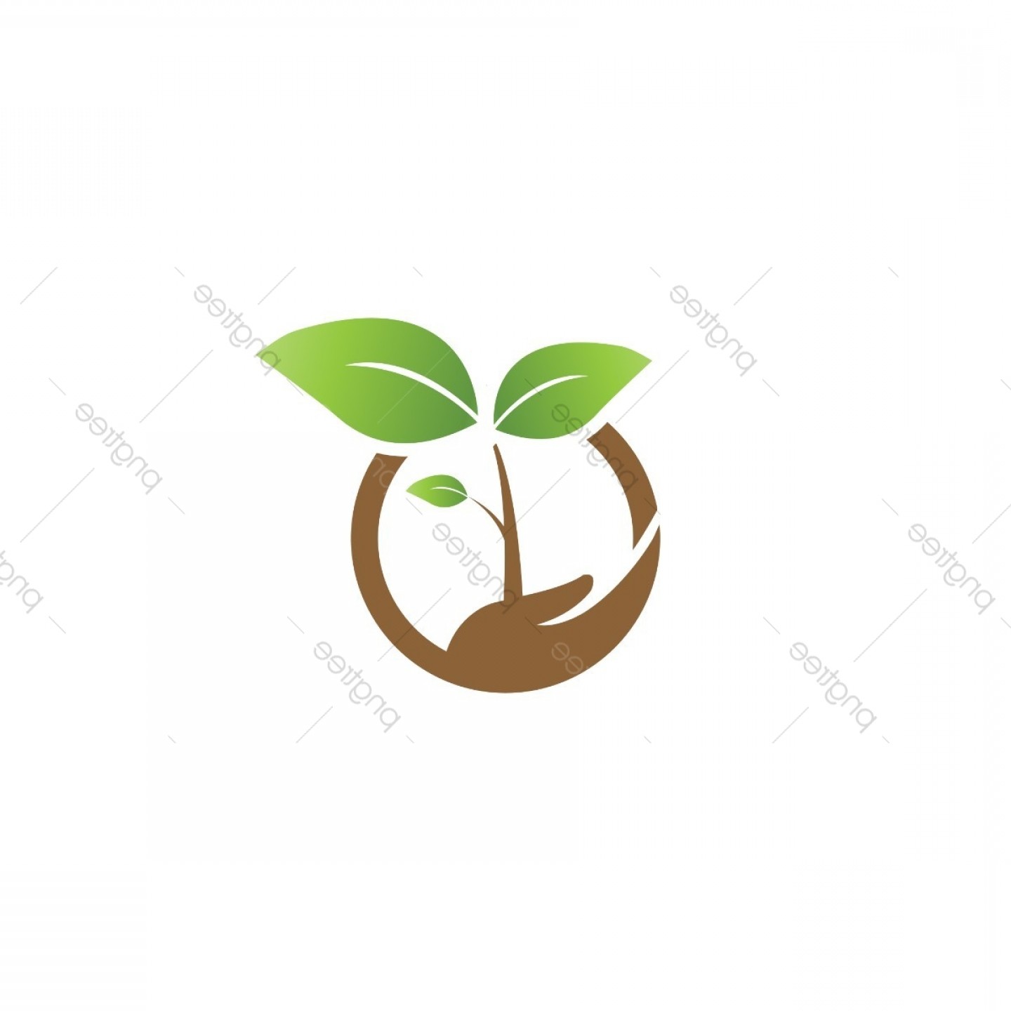 1440x1440 Elegant Sprout On A Hand And Circle Agriculture Logo Design