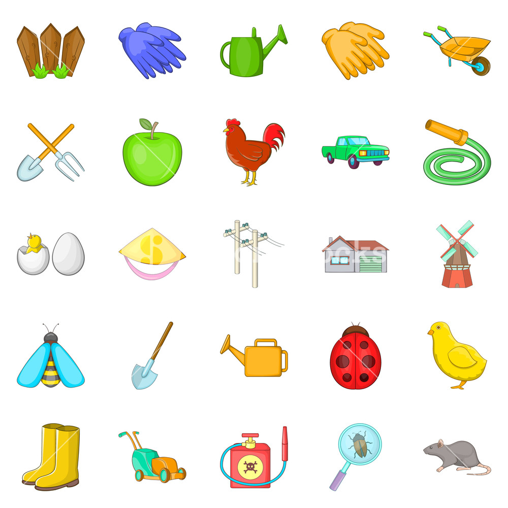 1000x1000 Agriculture Icons Set Cartoon Set Of Agriculture Vector Icons