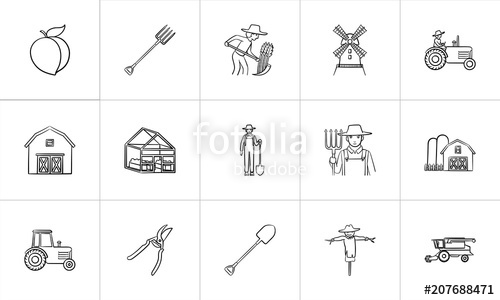 500x300 Agriculture Sketch Icon Set For Web, Mobile And Infographics Hand
