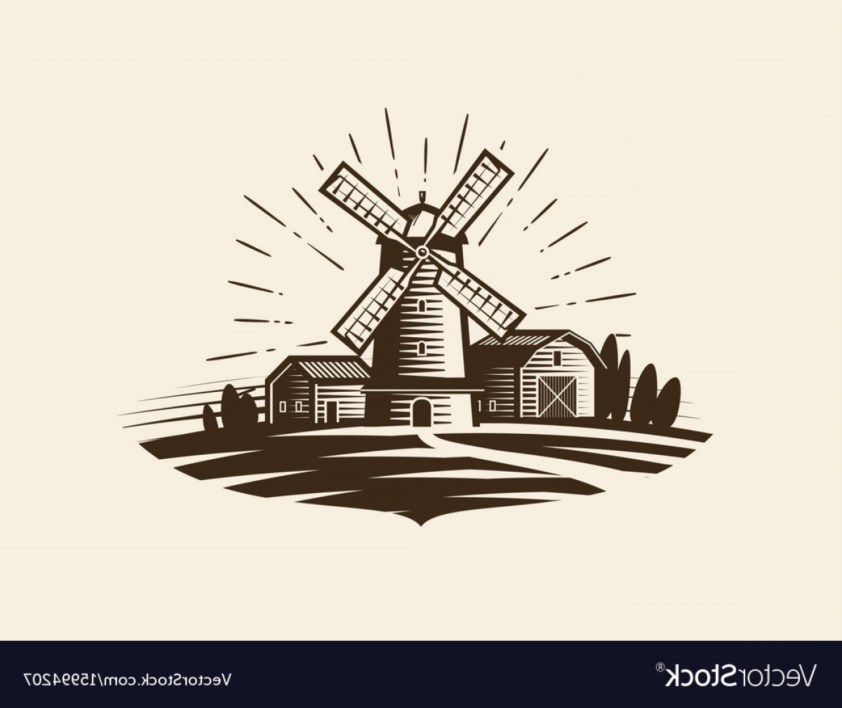 1200x1010 Farm Rural Landscape Logo Or Label Agriculture Vector Handandbeak