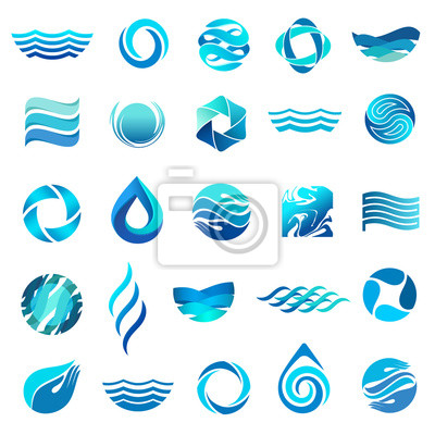 400x400 Conjunto De Iconos De Agua Vector Logo Vinilos Para