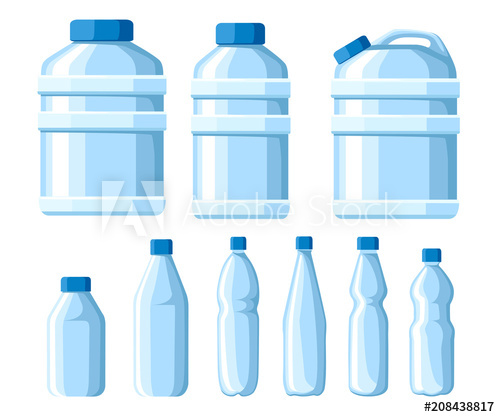 500x417 Plastic Water Bottle Set Healthy Agua Bottles Vector Illustration