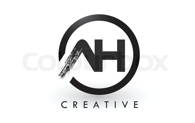 800x508 Ah Brush Letter Logo Design With Black Stock Vector Colourbox