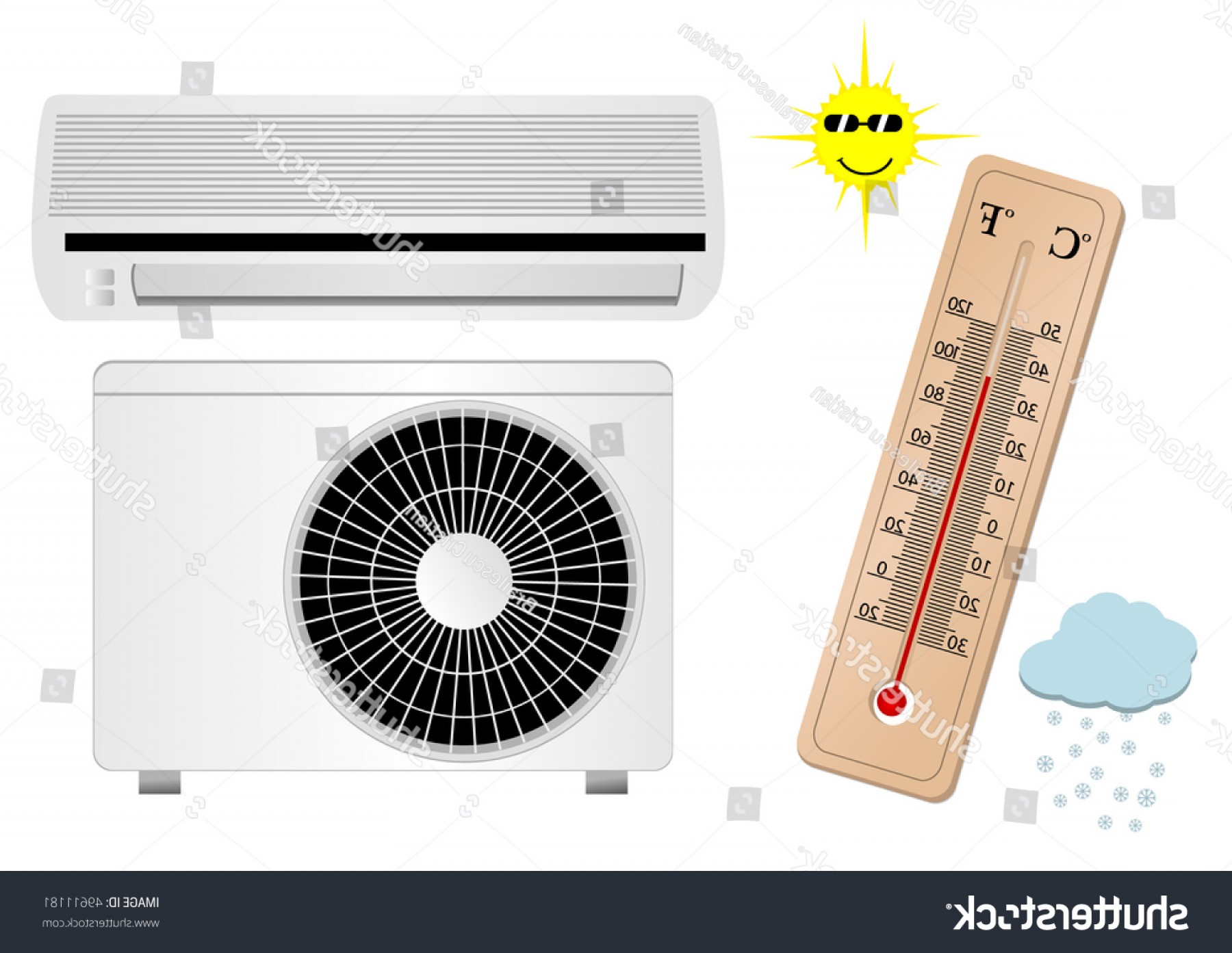 1800x1393 Air Conditioner Vector Illustration Thermometer Catchsplace