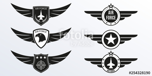 500x250 Air Force Logo With Wings, Shields And Stars Military Badges