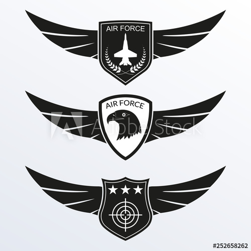 500x500 Air Force Logo With Shield And Wings Military Badges Army